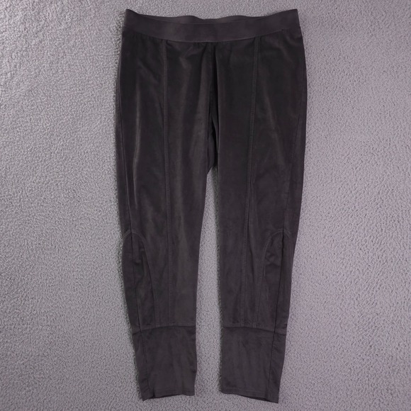 Soft Surroundings Pants - Soft Surroundings Leggings Women PM Gray Faux Suede Pull On Cropped Casual Pants